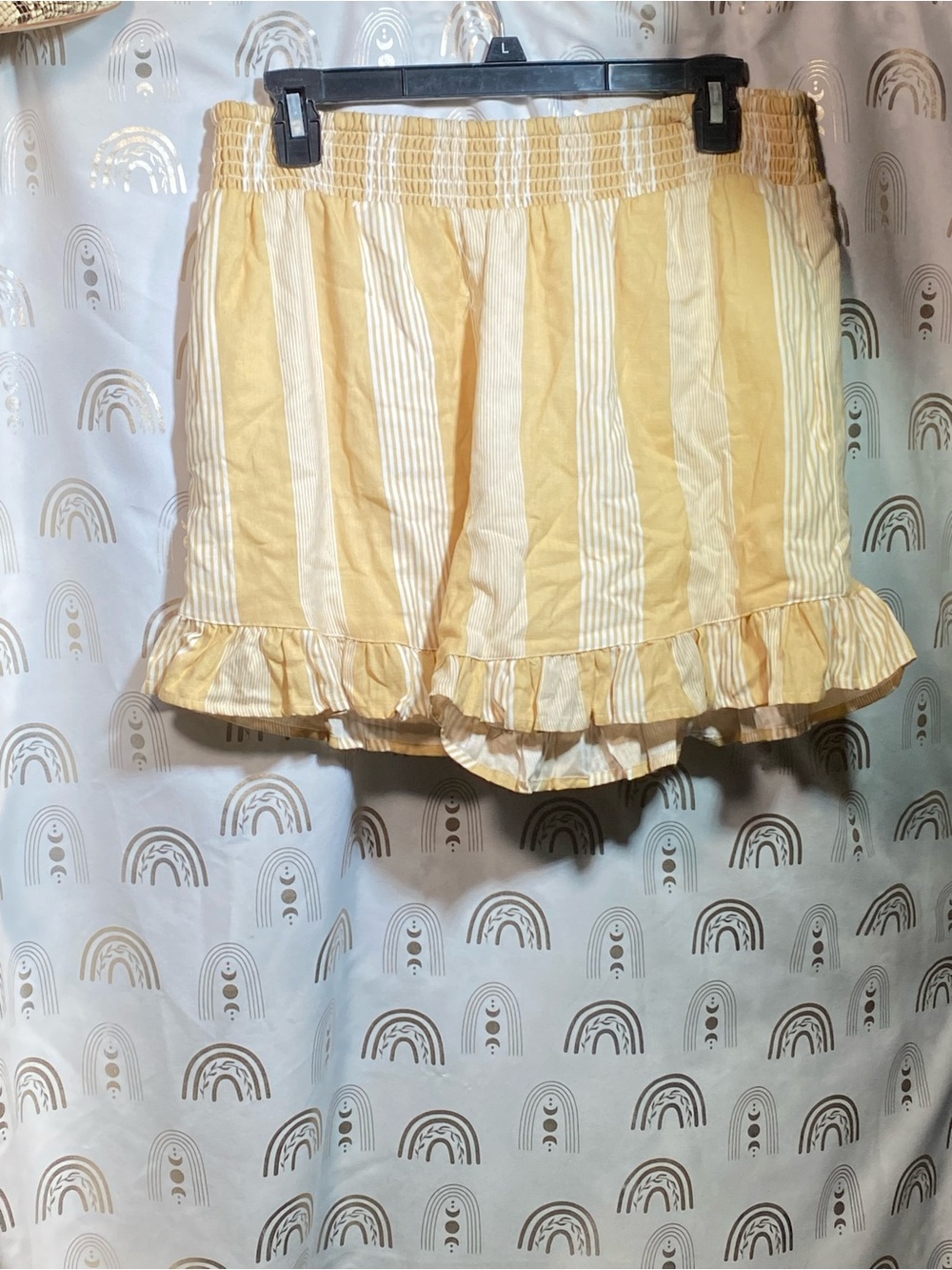 Striped Yellow Ruffle-Hem Skort with Smocked Waist - Picture 2 of 13